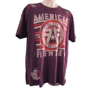 American Fighter Mens XL Graphic T Shirt Purple Orange USA Made GUC Cotton Poly